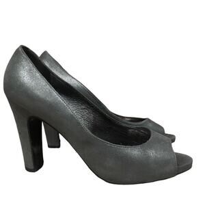 Max Mara Grey Pumps Max Mara Made in Italy Heels Sz 38 US 8 Peep Toe Pumps